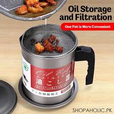 1.4L Oil Filter Pot With Strainer Frying Oil Filter Container